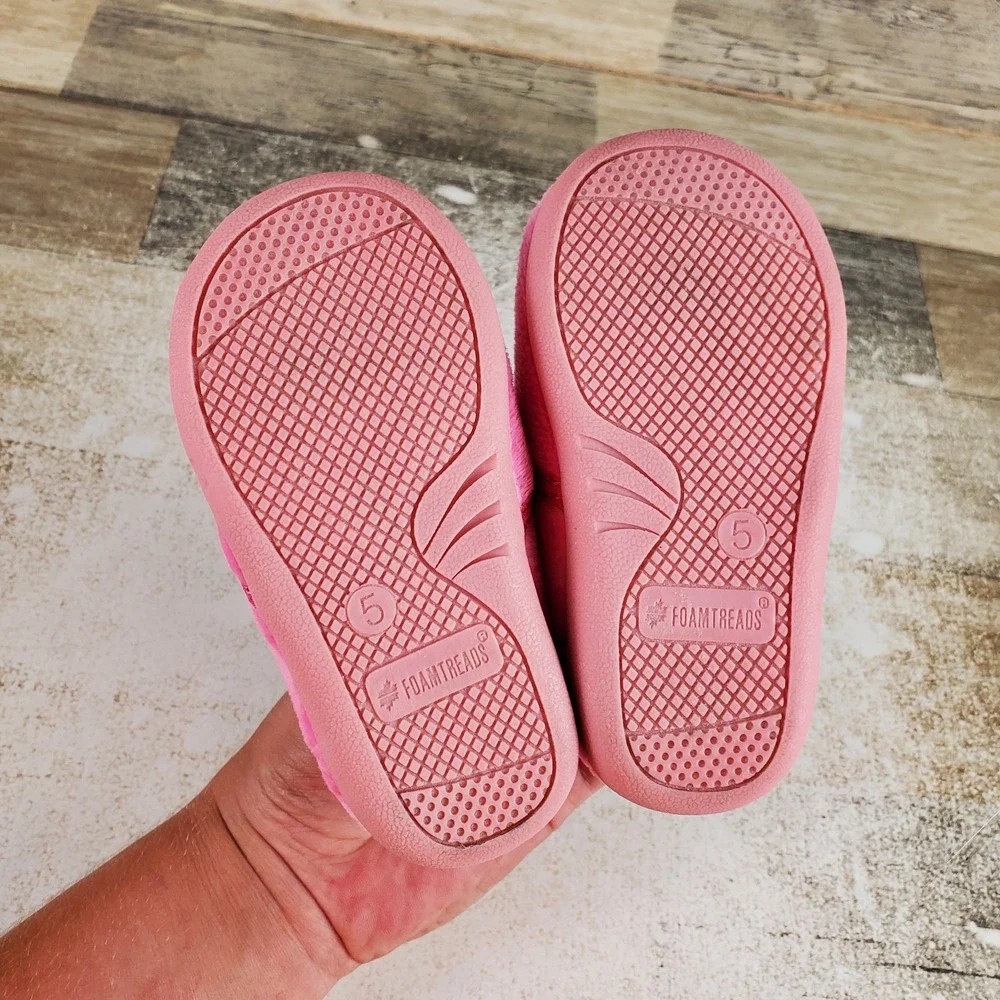 Foamtreads Unicorn Toddler Slippers Sz 5 M Pink Rose Slip On Embroidered